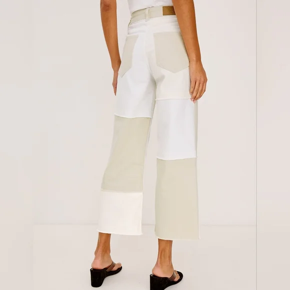 🆕️ Rails Getty Crop Wide Leg Jeans in Ecru Patchwork - Picture 4 of 16